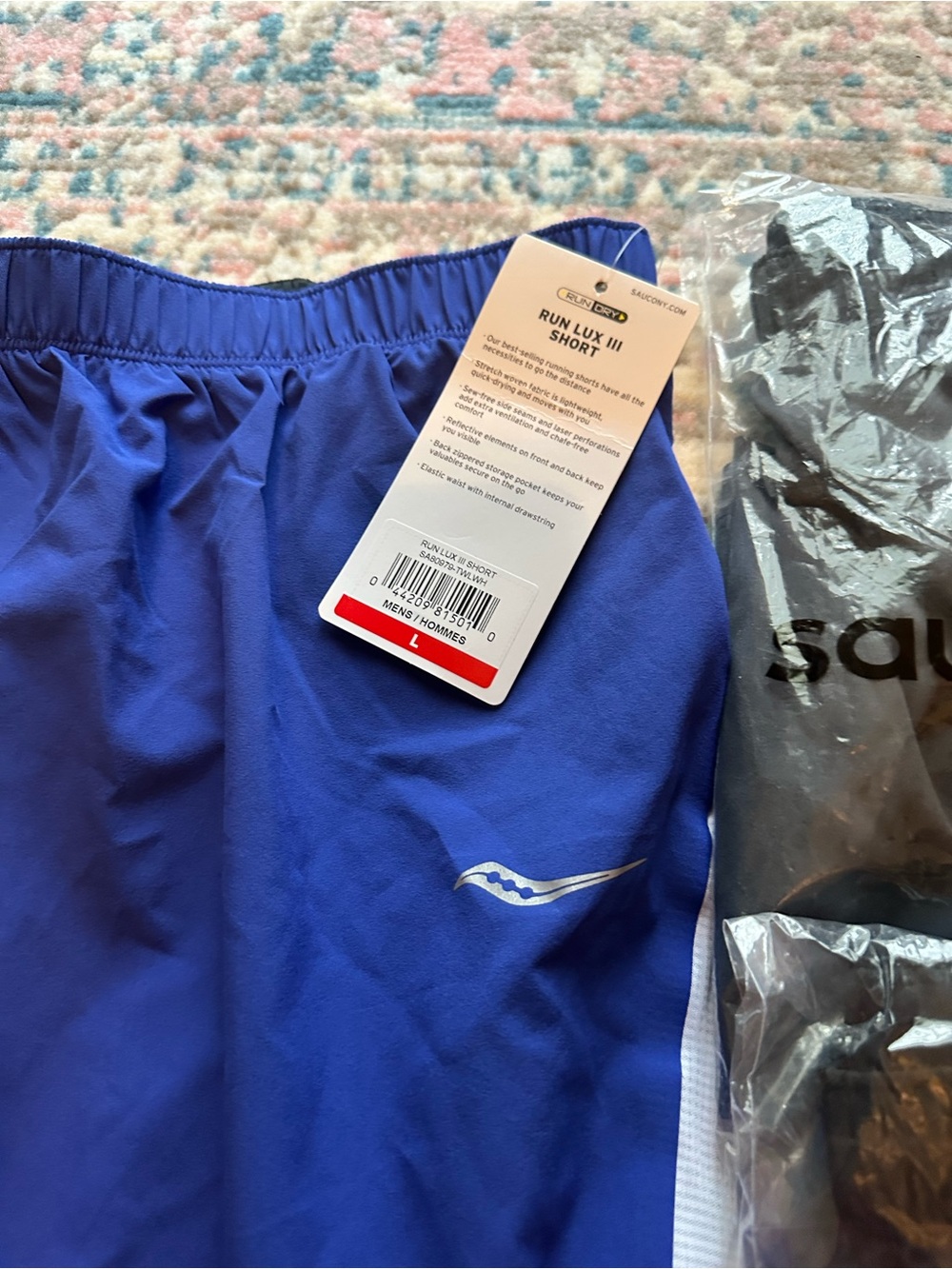 Saucony Men's Athletic Shorts in Royal Blue, black and gray